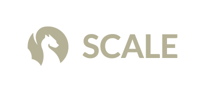 The SCALE logo recolored in an unapproved olive tone