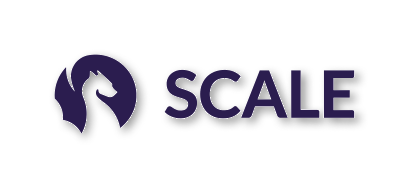 The SCALE logo with a drop shadow behind it