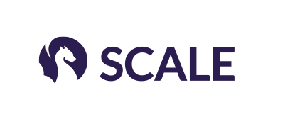 The SCALE logo with the dragon icon shrunk relative to the wordmark