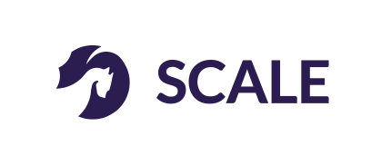 The SCALE logo with the dragon icon rotated